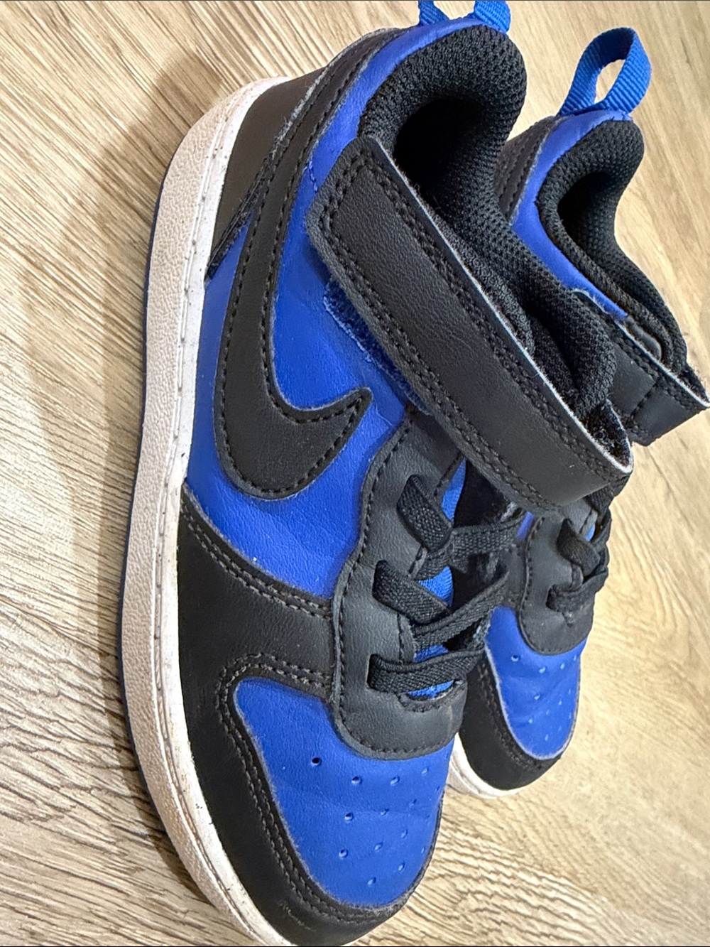 Nike Kids Blue and Black High-Top Sneakers with Velcro Strap